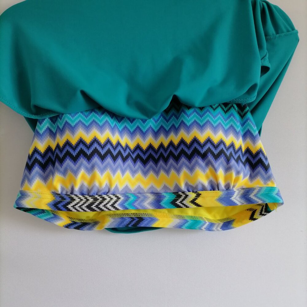 ZeroXpousr Womens Teal Blue Built In Bra Comet UPF 30 Tankini Swimsuit Top S - Picture 4 of 6